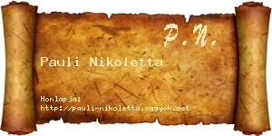 Pauli Nikoletta névjegykártya